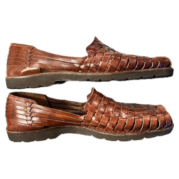 Nordstrom Hand Woven Chestnut Brown Leather Braided Sandals Mens Sz 10.5 - Picture 8 of 10